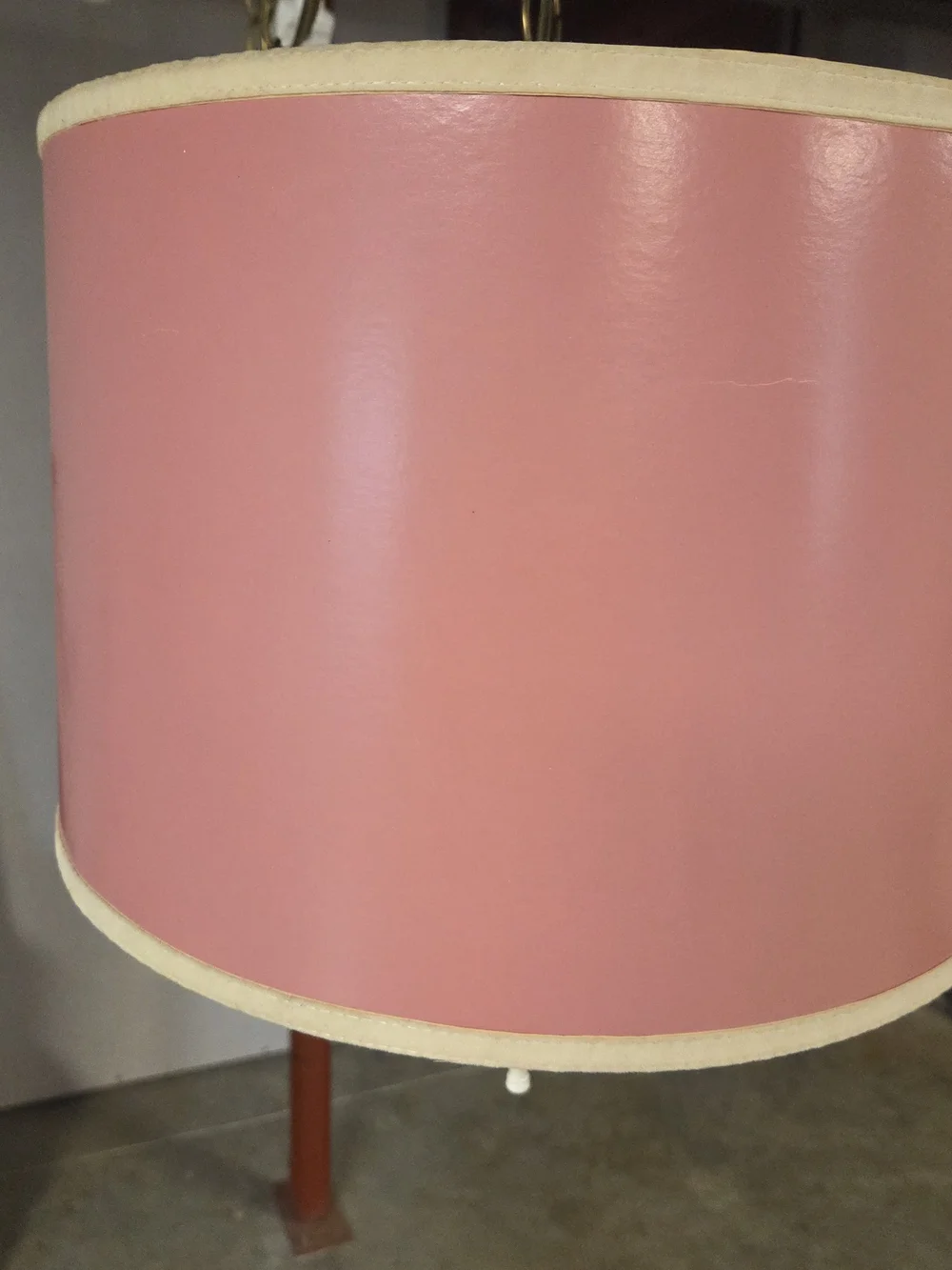 Coral Pink Drum Pendant Lamp with Cream Trim